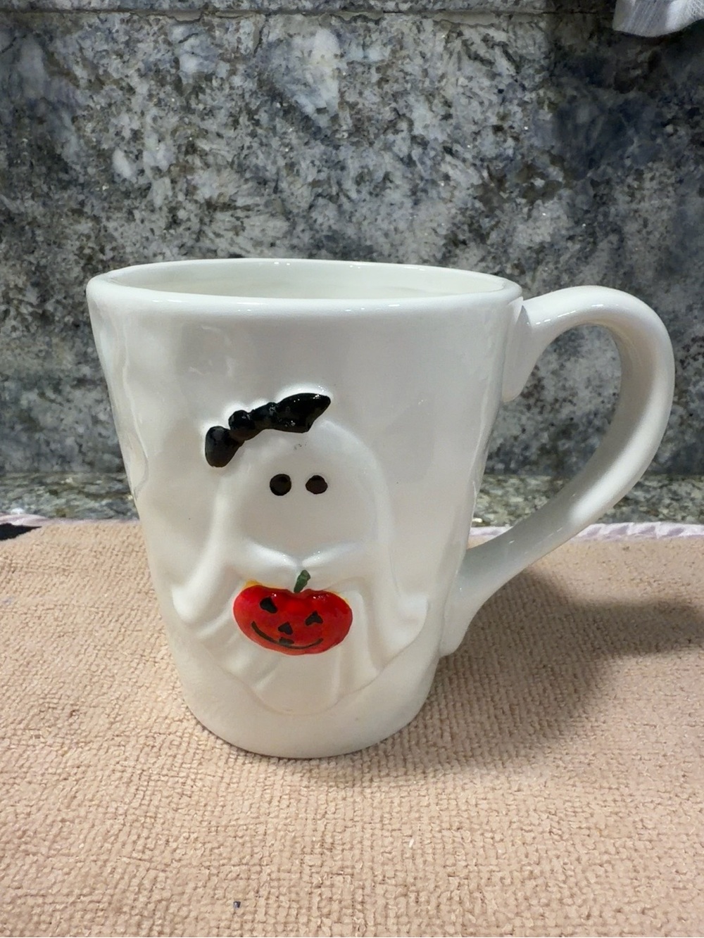 NWT Marshalls Ghost Mug Ceramic Halloween Coffee Cup Pumpkin Bow Cute Spooky